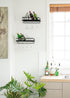 Set 2 Mkono Wall Mounted Wine Rack of Wood Shelf Rustic Wine Bottle Glass Floating Shelves with Stemware Hanger Modern