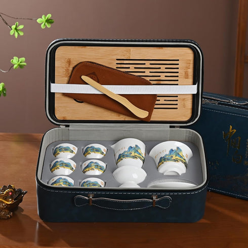Set Set Set 6 Gaiwan6) Chinese Tea Traditional, Chinese Kung Fu Tea for Adults, Gaiwan Tea with Cups (QLJS