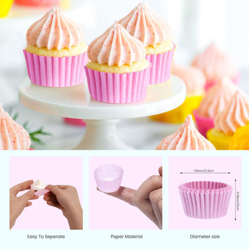 NUOMI 1 Inch Super Mini Cupcake Papers, 1000 Pack Muffin Lining Wrappers, Pink