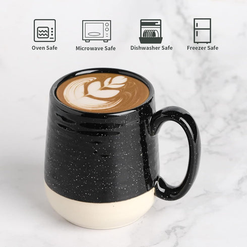 Set 4, 15 HASENSE Coffee Mugs of Ounce Ceramic Coffee Cups with Handles, Porcelain Large Latte Mug for Coffee