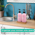 ALELION Dish Soap Dispenser for Kitchen, 16 OZ Glass Hand Soap Dispenser Set with Acacia Wood Tray, Pink Kitchen Decor