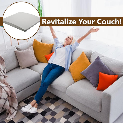moonoom 22"x22" (3 Couch Cushion Support, Grey Sofa Cushion Sagging Repair, Curved High Density Foam Replacement