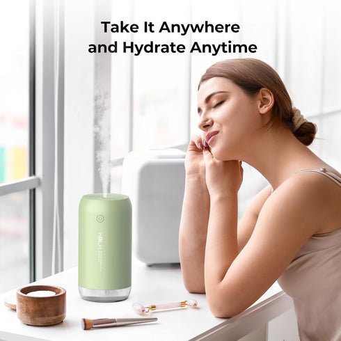 Portable Mini Humidifier, 350ml Quiet USB Personal Desktop Humidifier for Bedroom, Office, Car with Auto Shut-off