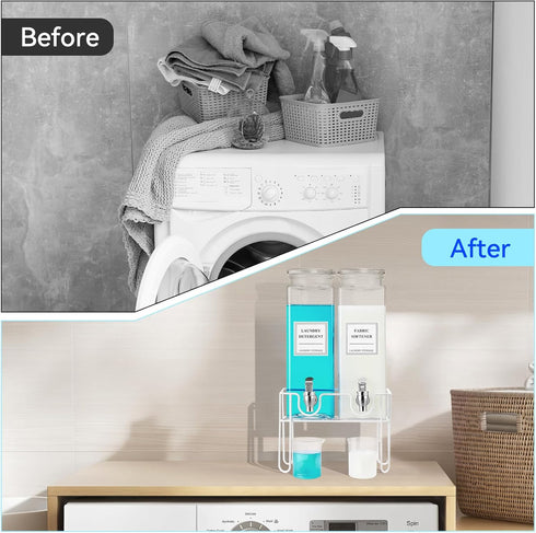 SACIOVEE 2 Pack 76oz Glass Laundry Detergent Dispenser with Stand, Laundry Soap & Fabric Softener Dispenser for Laundry