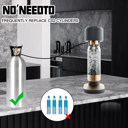Soda Maker CO2 Tanks Adapter Hose with Big Pressure Gauge, Compatible with Fizzi Onetouch Jet Aqua Fizz Blue Cylinder