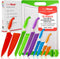 EatNeat 12 Piece Knife and Cutting Board Set, Colorful Non-Stick Stainless Steel Chef Knives with Sheaths & Sharpener