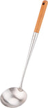 FJNATINH 17 inches Soup Ladle, 304 Stainless Steel Cooking Spoon for Kitchen with Wooden Handle
