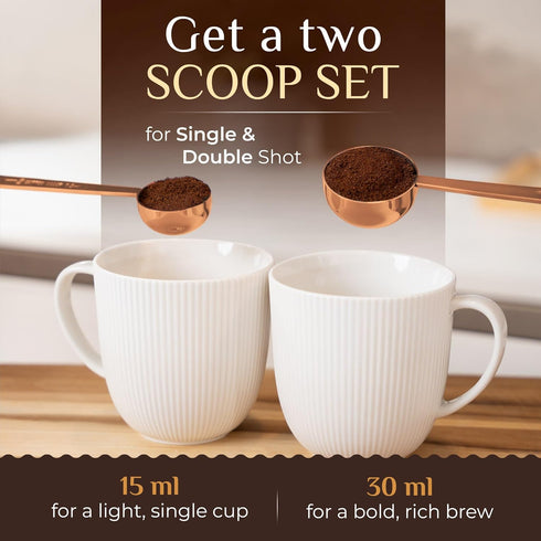 Orblue Premium Coffee Scoop Set - Stainless Steel Measuring Tablespoon - 1 Tbsp (15ml) & 2 Tbsp (30ml) - Pack of 2 -