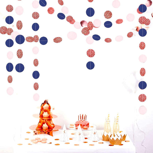 Navy-Blue Pink Rose-Gold Gender-Reveal Decorations, 52FT Party Streamers Garland Backdrop Banner Decor for Baby Shower,