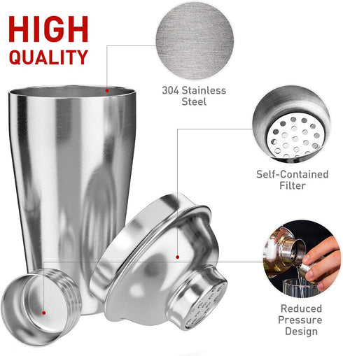24-Piece Set,Perfect Soing Silver Cocktail Shaker Home Bartending Kit for Drink Mixing,Stainless Steel Bar Tools