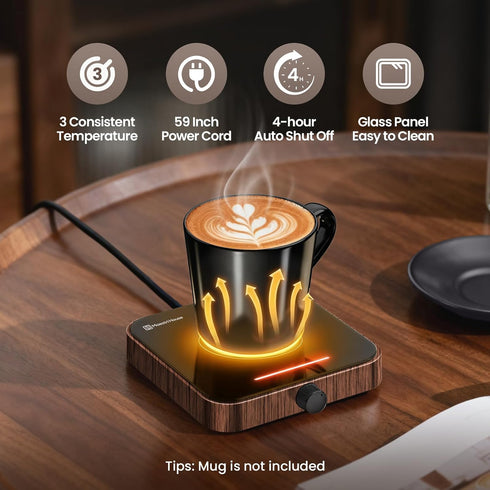 3-Temp Settings,Auto Maestri House Mug Warmer, Electric Coffee Cup Warmer for Desk with Shut Off, Constant Temperature