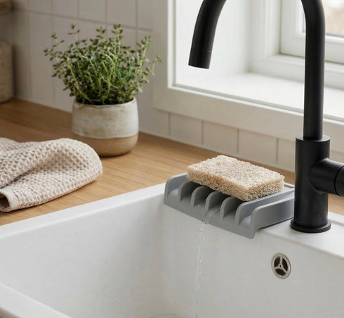 Countertop Effilogic Silicone Sponge Holder Soap Dish for Shower - Self-Draining Kitchen Sink Organizer, Protector