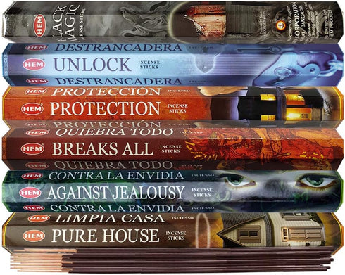 Hem Incense Sticks Variety Pack #21 - Incense Stick Holder Bundle with 6 Witchcraft Themed Fragrances
