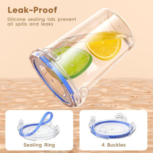4 Pack Overnight Oats Containers with Lids - 16oz Leak Proof Oatmeal Jars, BPA Free, Reusable Food Storage