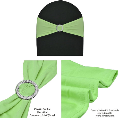 SweetEasy 10pcs Lime Green Stretch Chair Sashes Spandex for Wedding Parties Banquet Decorations Elastic Chair Covers