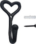 ZEYU Heavy Duty Coat Hooks, 4pcs Cast Iron Love Heart Shape Wall Hooks for Hanging Coats, Black No Rust