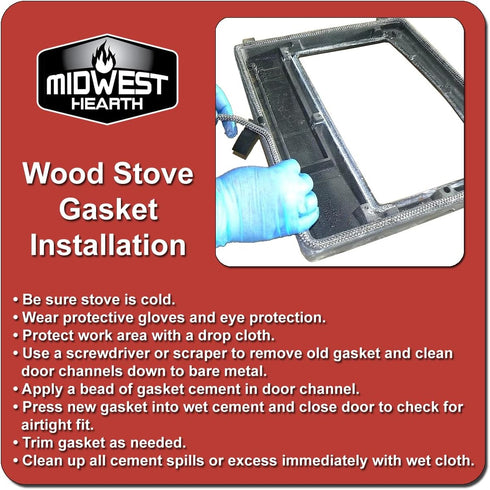 Midwest Hearth Replacement Gasket for Woodburning Stoves - Graphite Impregnated Fiberglass, 54" Flat Tape