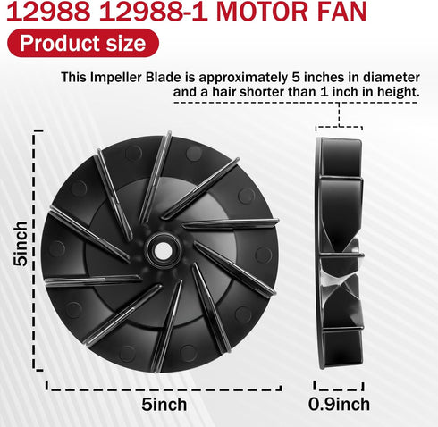 Replacement Fan for Sanitaire Upright Vacuum Cleaner, 5" Diameter High Profile Blade Fan Fits Models 1934A 1950A