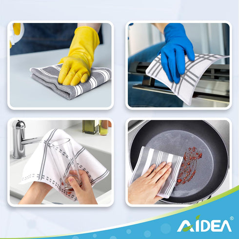 AIDEA Kitchen Towels, Absorbent Soft Dish Cloths for Home, Multi-Purpose Cleaning, 11” x 11”, 8 Pack
