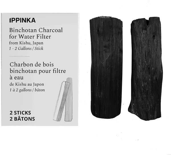 Binchotan Charcoal from Kishu, Japan, Water Purifying Sticks, 2 Sticks, Filters 1-2 Gallons of Water