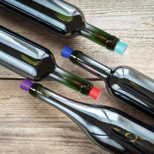 Wine Stoppers - Reusable Wine Bottle Stoppers, 4 Pack Multicolor Silicone for Glass Bottles