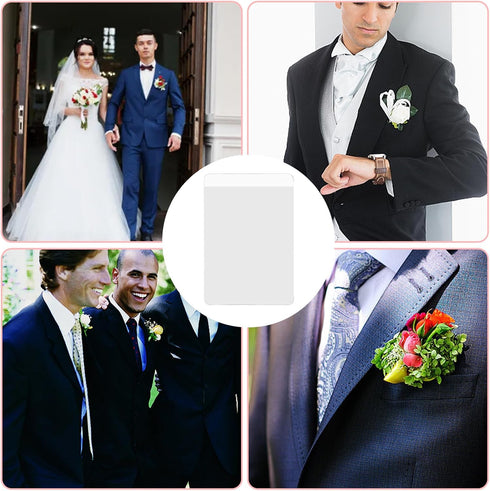 30Pcs Pocket Boutonniere Plastic Sleeve, Clear Holders for Art Flower Holders and Boutonniere Supplies