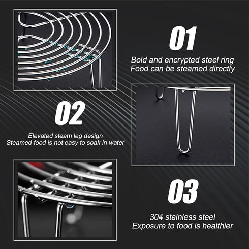 Round Steamer Rack and Cooling Rack - Stainless Steel Pot Trivet, Cooking Rack for Baking, Canning, Steaming