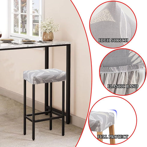 Lussenwert Set 2, 9 Stool Covers Rectangular of Stretch Printed Vanity Stool Covers Washable Saddle Bar Stool Slipcover