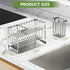 2-Tier Countertop Cisily Silver Kitchen Sink Caddy Organzier Rack with Flexible Dish Brush Holder, Sponge Holder