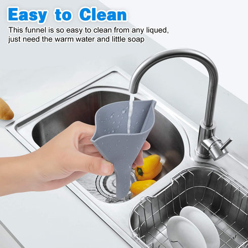 Collapsible Silicone Funnel for Filling Bottles, Fan-Shaped, Foldable, Food Grade, Gray