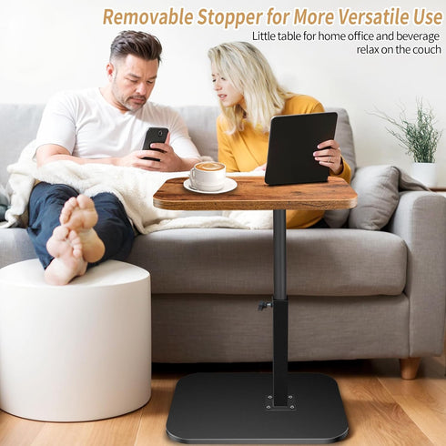90 360 Small End Table Adjustable Height, Flip-Over Panel Side Table for Small Spaces Swivel TV Tray Couch Tables That