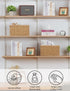 StorageWorks Round Paper Rope Storage Baskets, Medium Rectangular Wicker Baskets with Built-in Handles, 2-Pack, 13 ¼ x