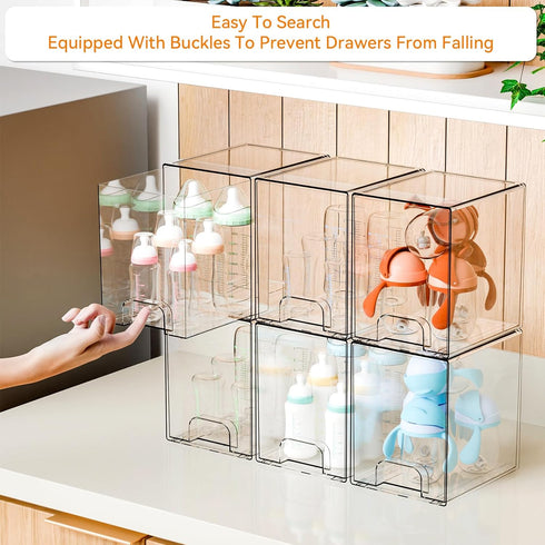 Yieach 7.5"H Drawers,4 Pack Closet Countertop Stackable Storage Clear Acrylic Drawer Organizer for Vanity,Under