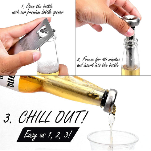 Beer Chiller Sticks Set for Bottles | 2 Stainless Steel Cooling Chillers for Chubby Bottles | Christmas Gift Accessories