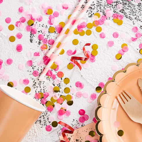 Tissue Confetti Circle Dots for Wedding Birthday Party Decoration, 1cm Diameter, Gold, Pink, Hot Pink, 60 grams