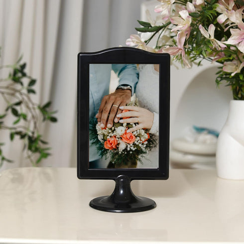 NahNah 10 Count) 4x6 Inch, 2 Double Sided Standing Picture Frames - (Black, Plastic Pedestal Photo Frame with Inserts