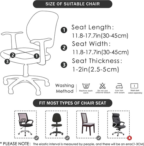 FORCHEER Black Office Chair Seat Cover, Water-Resistant 18inch Stretch Jacquard Computer Chair Cushion Slipcover