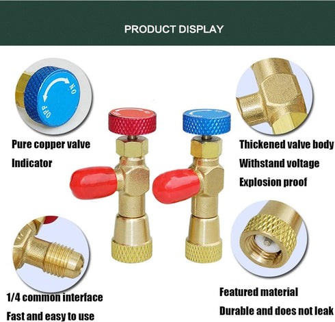 R410A Refrigerant Charging Valve 1/4'' - 5/16'' Copper Flow Control Valves for Charging Hose Can Opener