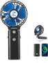 KIBEE Portable Fan, 5200mAh Rechargeable Handheld Fan, 180° Foldable Mini Fan for Outdoor, Home, Office (Black)