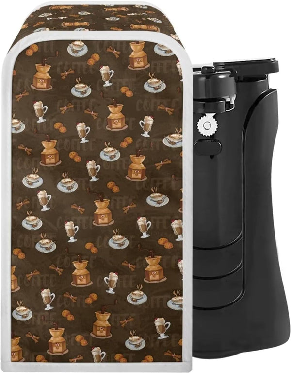 Can Opener Cover for Kitchen - Coffee Print Dust and Stain Protection for Most Electric Automatic Can Openers