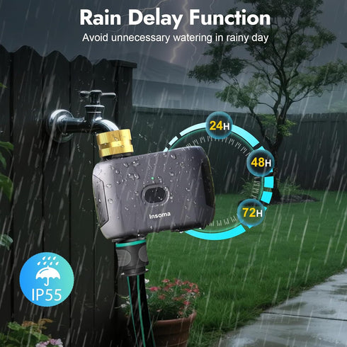 Insoma WiFi Water Timer for Garden Hose, Smart Sprinkler Timer, APP Remote Control WiFi Hose Timers, Voice Control