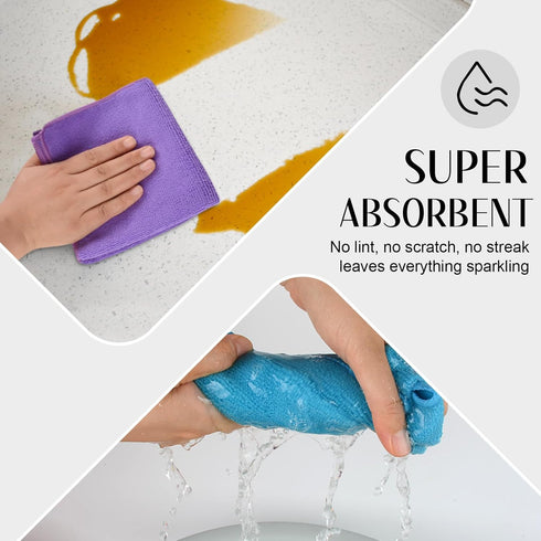 12inchx12inch 12 Pack SINLAND Microfiber Rag Absorbent Cleaning Cloth Kitchen Dish Cloth Quick Dry Streak Free Dish