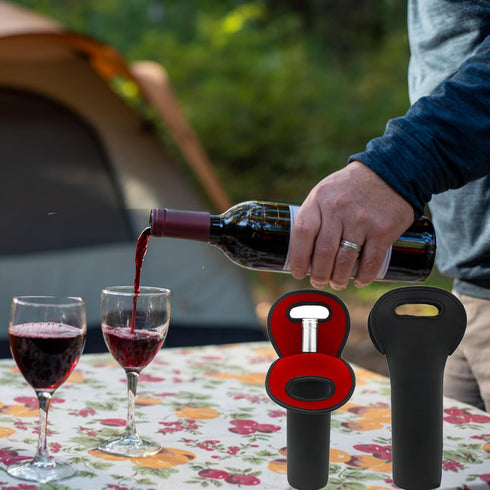 Wine Carrier Tote Bag - Insulated Neoprene Wine Bag for Wine, Beer & Water Bottles - Black & Red