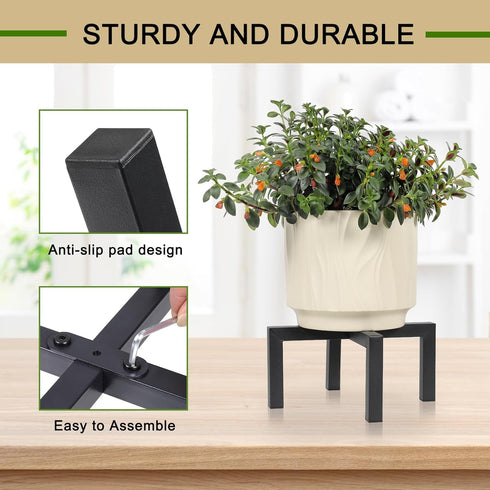 Phyluckny 5-12 inch Plant Stand Indoor Outdoor, Heavy Duty Metal Plant Pot Holder, Mid Century Modern Planter Stands