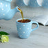 City to Cottage Ceramic Cappuccino Mug - 10oz Coffee Mug with Large Handle for Latte, Sky Baby Blue Polka Dot