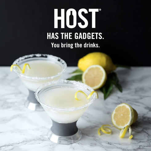 Host Freeze Insulated Martini Cooling Cups, 2 Pack, 9 oz, Plastic Freezer Gel Chiller, Grey
