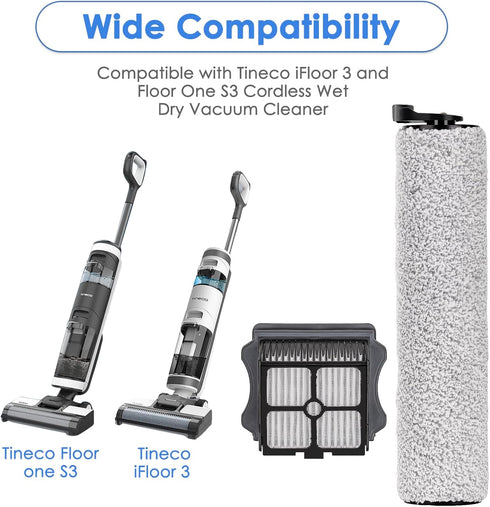 MIBUMIKI (5 S3/ 3 2 3 Pieces) Replacement Brush Rollers and HEPA Filters Compatible with Tineco Floor One iFloor