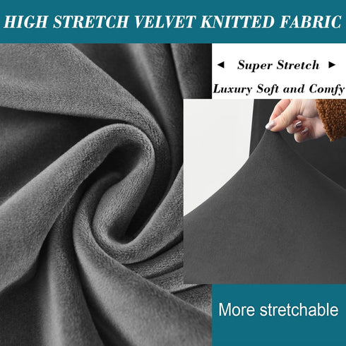 HFCNMY Armless Armless Chair Cover,Stretch Velvet Accent Chair Cover Slipcover Soft with Elastic Bottom Dark Gray