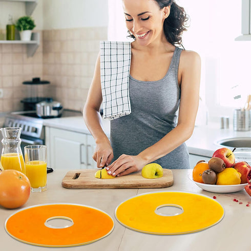 ZOOFOX 6 Pack Round Plastic Fruit Roll Sheets, Reusable Dehydrator Mats with Edges for Fruit Leather, Meat, BPA-Free