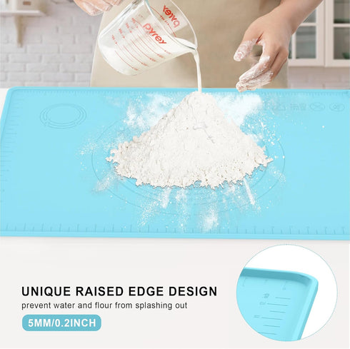 Silicone Baking Mat, Pastry Mat with Measurements, Silicone Mat for Rolling Dough, Non-Stick Baking Sheet, Dough Rolling Mat for Pizza, Pie, Macaron, Bread (Beige, XL) by IYYI